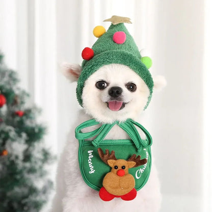 1Pcs Chapéu de Natal Engraçado para Cães, Babadores de Papai Noel para Animais de Estimação, Fantasia de Cosplay para Festa de Ano Novo, Boné de Filhote, Cachecol para Gatos Fofos, Acessórios de Roupa, Presente