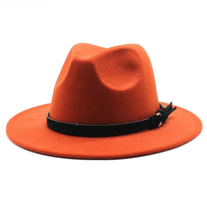 Gangster Trilby Felt Fedora Hat European American Wide Brim Top Jazz Caps Women Men Wool White Wedding Hat 56-58-61CM