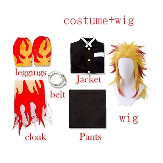 2026 Halloween Rengoku Kyoujurou Cosplay Anime  Cosplay Costume  Kimono Haori Wig Ring