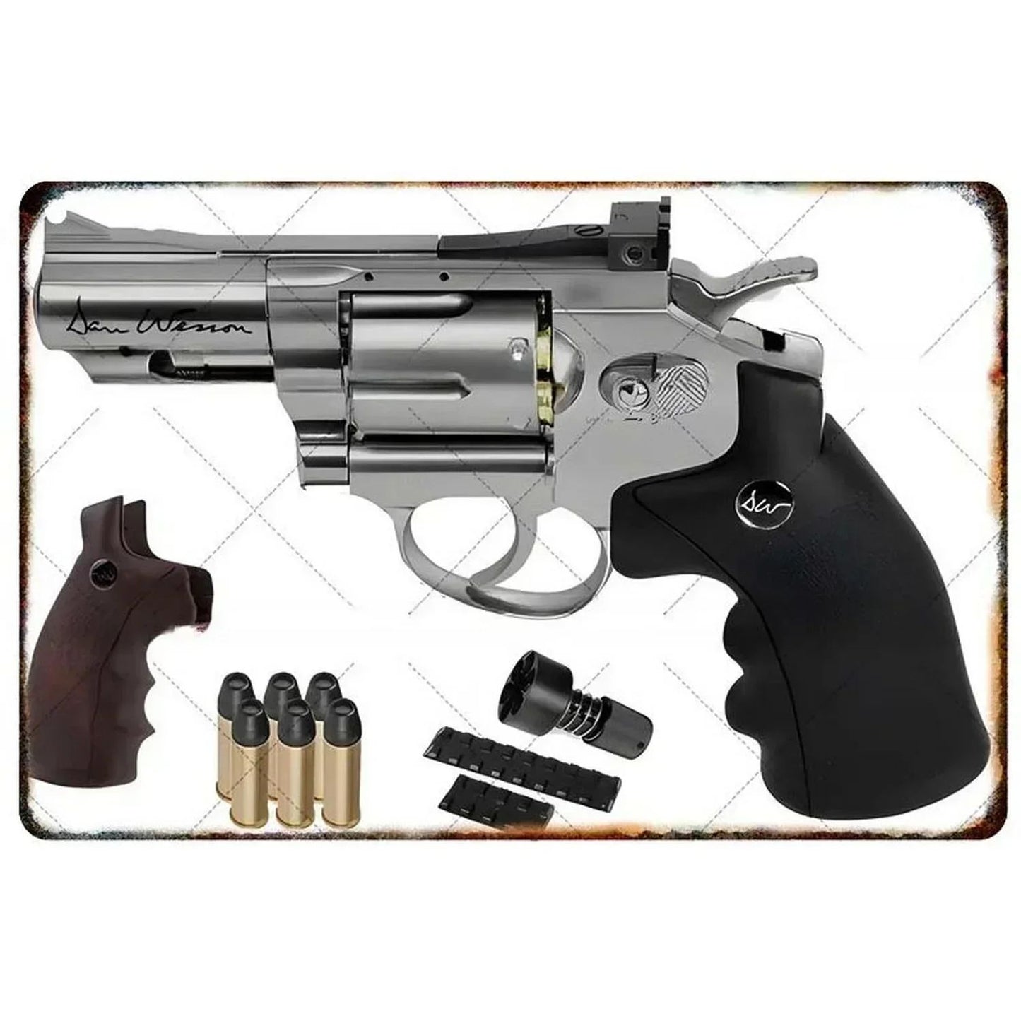 GUNHERO Pistol Metal Wall Signs - Bold Military Style - Perfect Decor for Man Caves, Homes, Bars & Garden Spaces