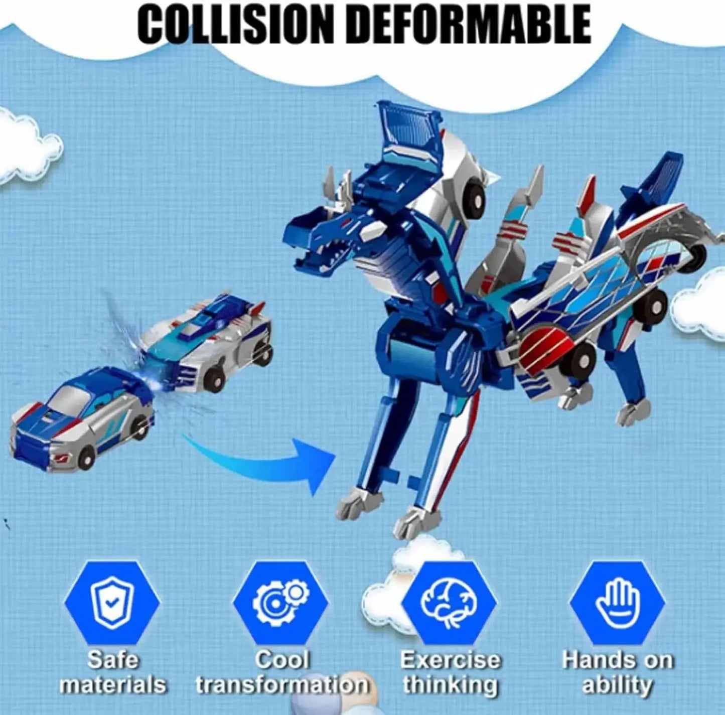 Carro-Dinossauro Transformável Magnético: Um brinquedo divertido que se transforma de carro em vários dinossauros, proporcionando uma brincadeira cativante