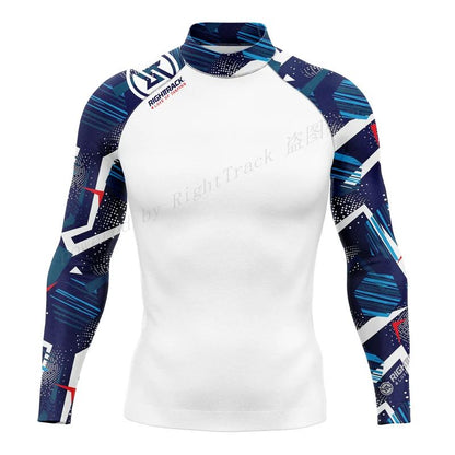 New Men's Surfing Shirt Holiday Party Lycra Rashguard RIGHTTRACK For Surf Sportswear Beach UV Swimwear UPF50  Clothes