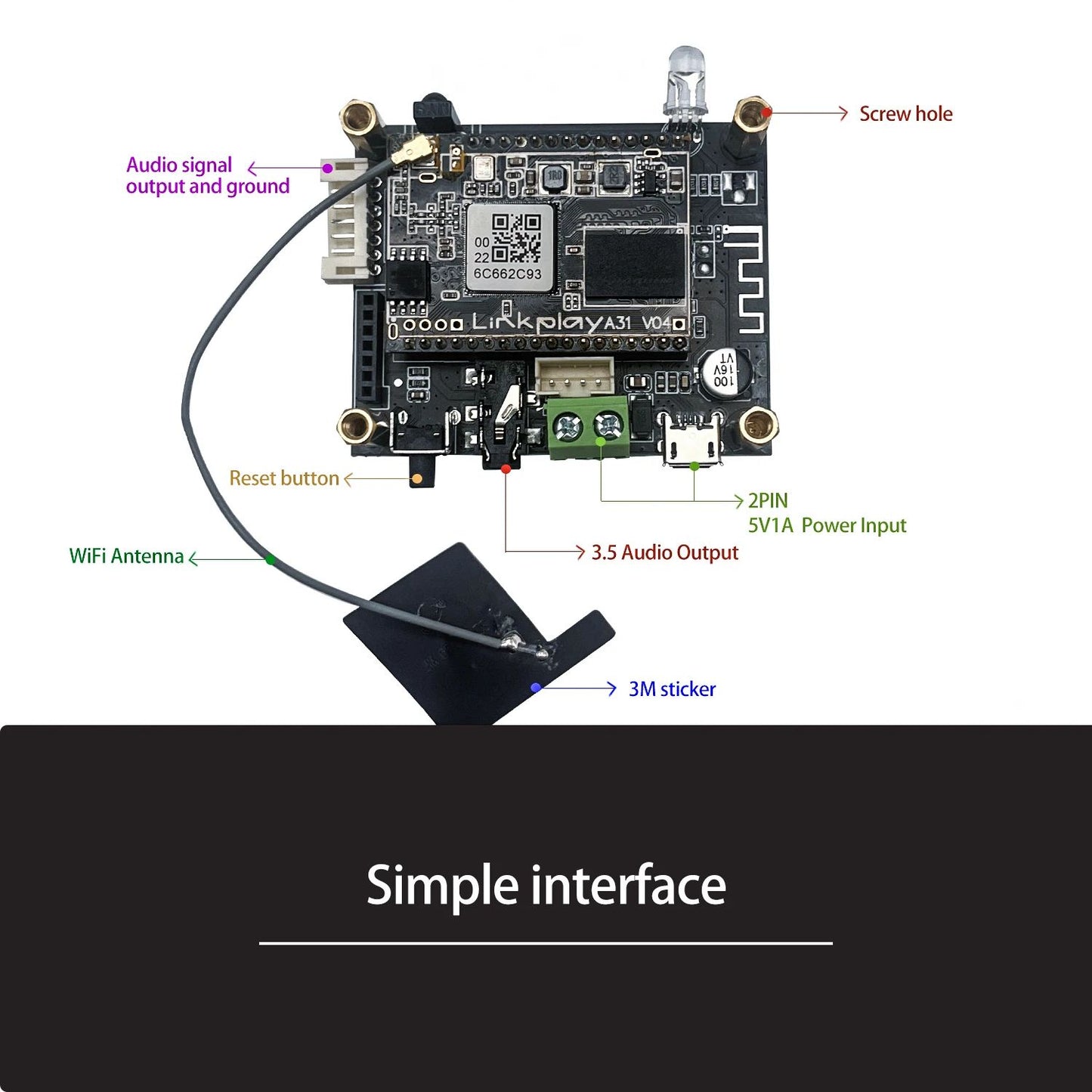 D10 Bluetooth 5.0 Audio Receiver Board Wireless Stereo Music Module Multiroom DIY WiFi Home Audio System