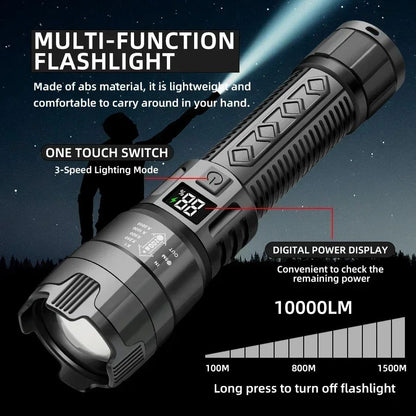 2PCs High Power LED Flashlight Built-in Battery USB Rechargeable Strong Light Tactical Torch Outdoor Camping Fishing Lantern