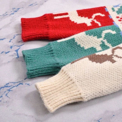 Knitted  Christmas Sweater Knit Sweaters For Men Cardigan Couple Vintage Sweater Cardigans Coat Y2K Jacket Men's Clothing