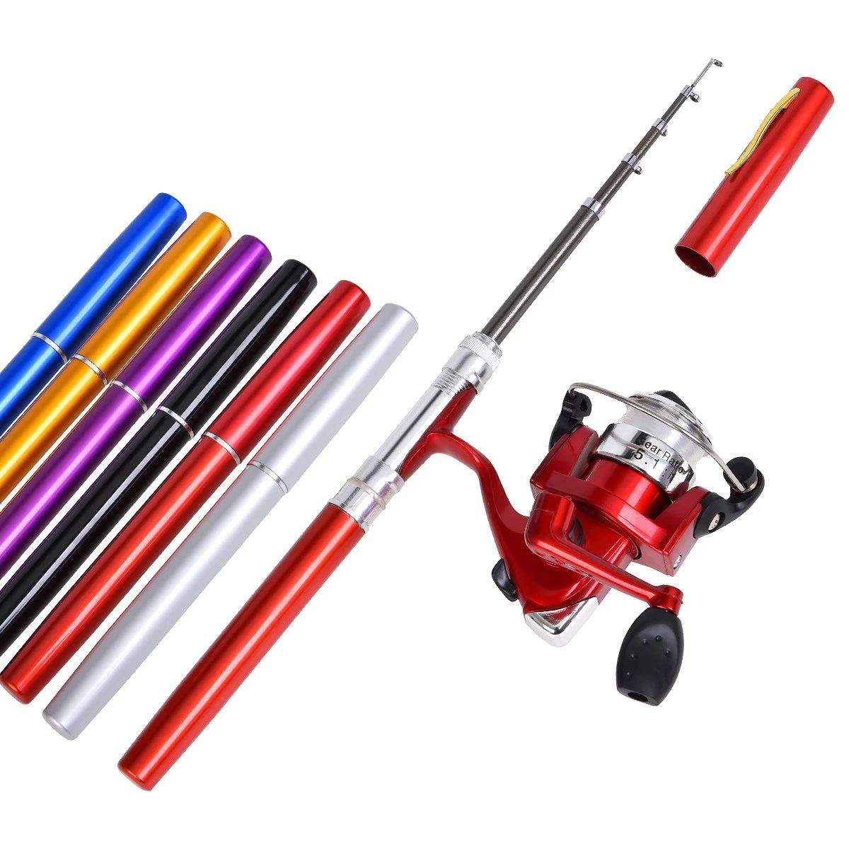 1set Pen Fishing Rod Spinning Wheel Fishing Wheel Portable Pocket Ice Fishing Rod Sea Rod  Gear Telescopic  canne a peche