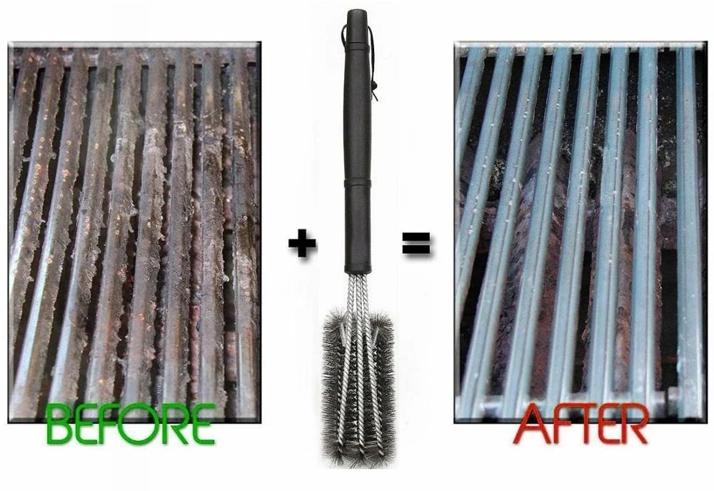 Grill Cleaning Brush BBQ Tool Grill Brush 3 Stainless Steel Brushes In 1 Cleanin Bbq Accessories Best Cleaner Barbecue bbq
