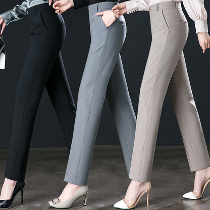 New Autumn Fashion Trousers Women's High Waisted Straight Suit Pants Loose Dress Pants Black Beige Grey Slacks Women Pantalones