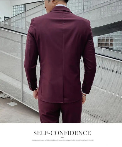 Suit S-7XL (Blazer+ Waistcoat + Trousers) Men's Fashion Business Dinner Gentleman Slim British-style Evening Dress Group Suit