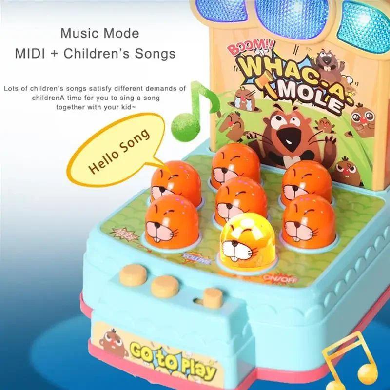 Console de Jogos Iluminador para Bebês de 2024, Brinquedo Elétrico de Bate-toupeira com Música Interativa para Educação Infantil