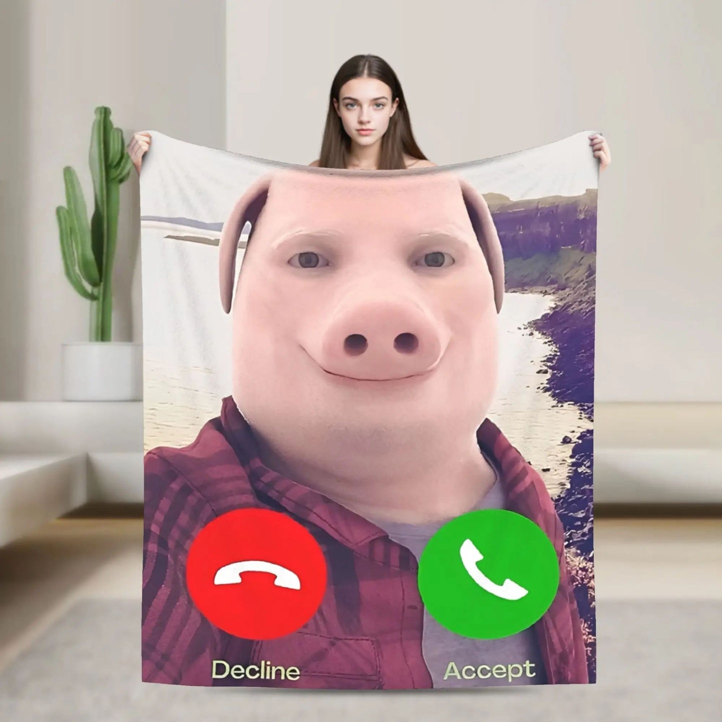Super Soft Funny Print Throw Blanket for Bedding Travel Outdoor Use  John Pork Is Calling
