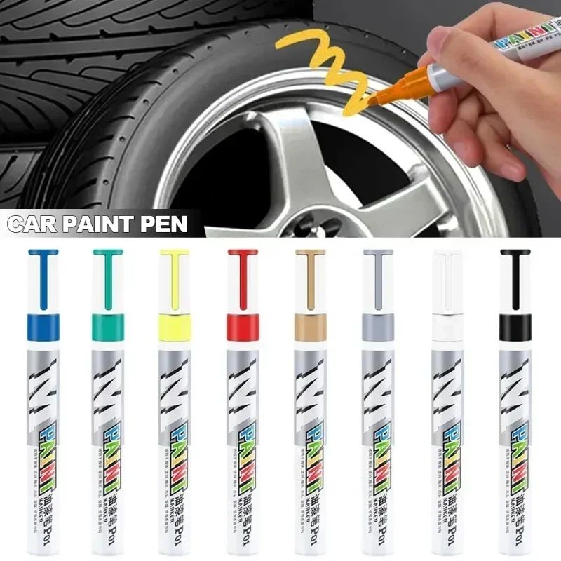 Caneta de retoque para arranhões de pintura de carro caneta de tinta à prova d'água marcador de tinta para cuidado de pneu automotivo preto branco vermelho prata
