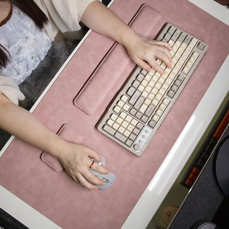 Desk Mat Waterproof PU Mouse Pad Large Mousepad Laptop Non-slip Desk Pad Keyboard Mats Mouse Mat Mouse Wrist Guard Three Pieces