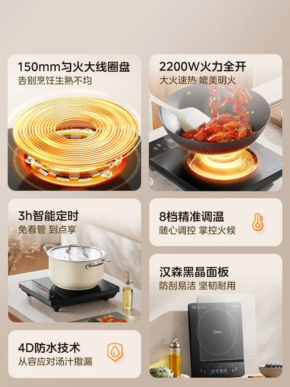 Fogão de Indução Midea 220V Novo Design Conjunto Completo Aquecimento Rápido