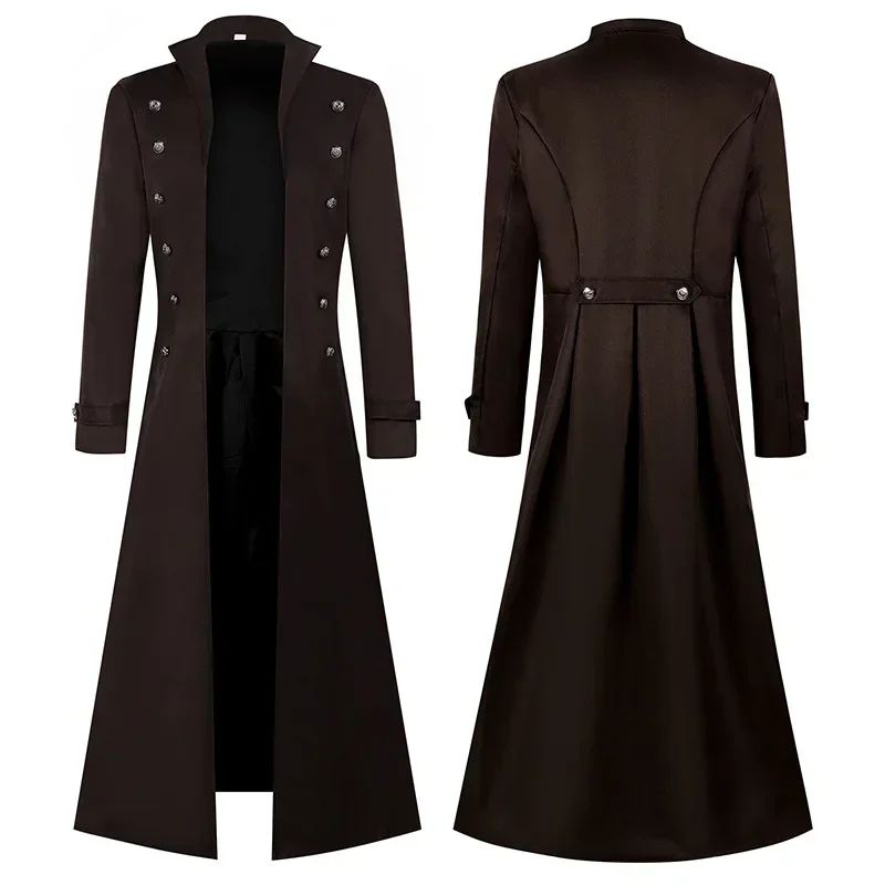Medieval Men's Pirate Costume Steampunk Vintage Trench Coat Gothic Tuxedo Jacket Victorian Carnival Party Cosplay Jacket Coat