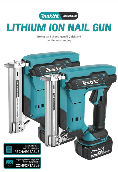 Pistola de Prego Makita a Bateria: Pregos de 10-30mm, Capacidade de 100 Pregos, Bateria de 22900mAh, Vibração de ≤2,5m/s², Alta Velocidade e Baixo Ruído para Trabalhos em Madeira