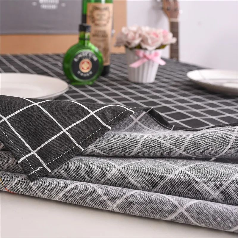 Table Cloth for Home Linen Cotton Plaid Stripe Dining Tablecloth Kitchen Decorative Rectangular Coffee Cuisine Party Table Cover