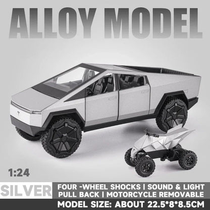 Alloy Model Carro 1:24 Diecast Miniatura Metal Picape Veículo Presente de Aniversário para Crianças Colecionáveis Van Caminhão Tesla Cybertruck Brinquedo para Meninos