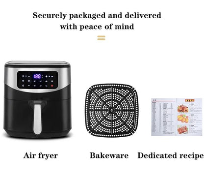Atualizar Fritadeira Elétrica Doméstica de 1600W, 8L, com Painel Touch Screen, Capacidade para Pizza, Fritadeira sem Óleo e sem Sal, Panela Elétrica Touch Screen