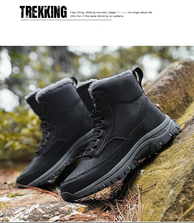 NeW Men Winter Snow Boots For Waterproof Leather Sneakers Super Warm Men's Boots Outdoor Male Hiking Boots Work Shoes Size 39-48