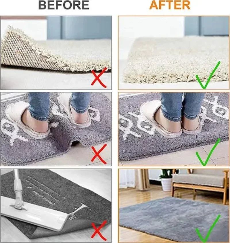 8/1Pcs Anti-Slip Carpet Sticker Self Adhesive Washable Rug Gripper Bath Mats Prevent Sliding Pads for Kitchen Bathroom Hallway