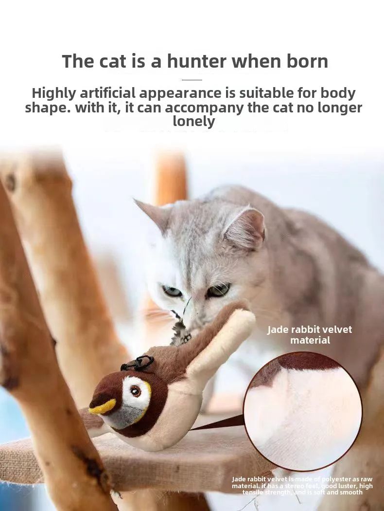 Brinquedo Interativo Hot Cat Catnip Elétrico Pássaro (com Catnip) Cães Gatos Brinquedo de Pelúcia Ranger Ativado por Toque USB Recarregável para Pets