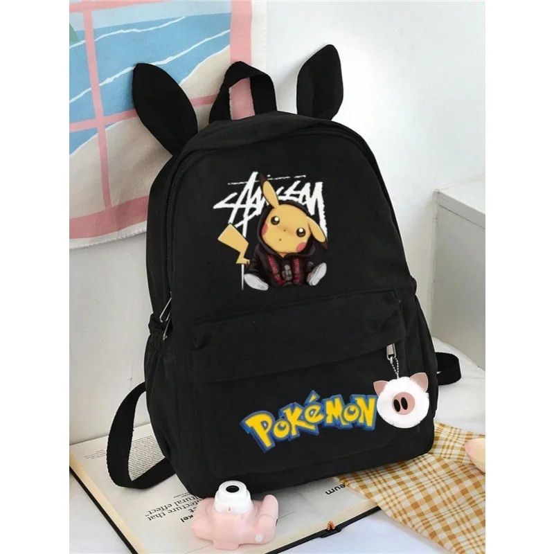 Miniso Pokémon Desenho Animado Mochila Orelhas de Coelho Fofa Bolsa Escolar Primária Para Alunos Moderna Casual Pequena Mochila Escolar Estilo Unissex