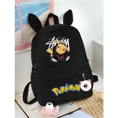 Miniso Pokémon Desenho Animado Mochila Orelhas de Coelho Fofa Bolsa Escolar Primária Para Alunos Moderna Casual Pequena Mochila Escolar Estilo Unissex