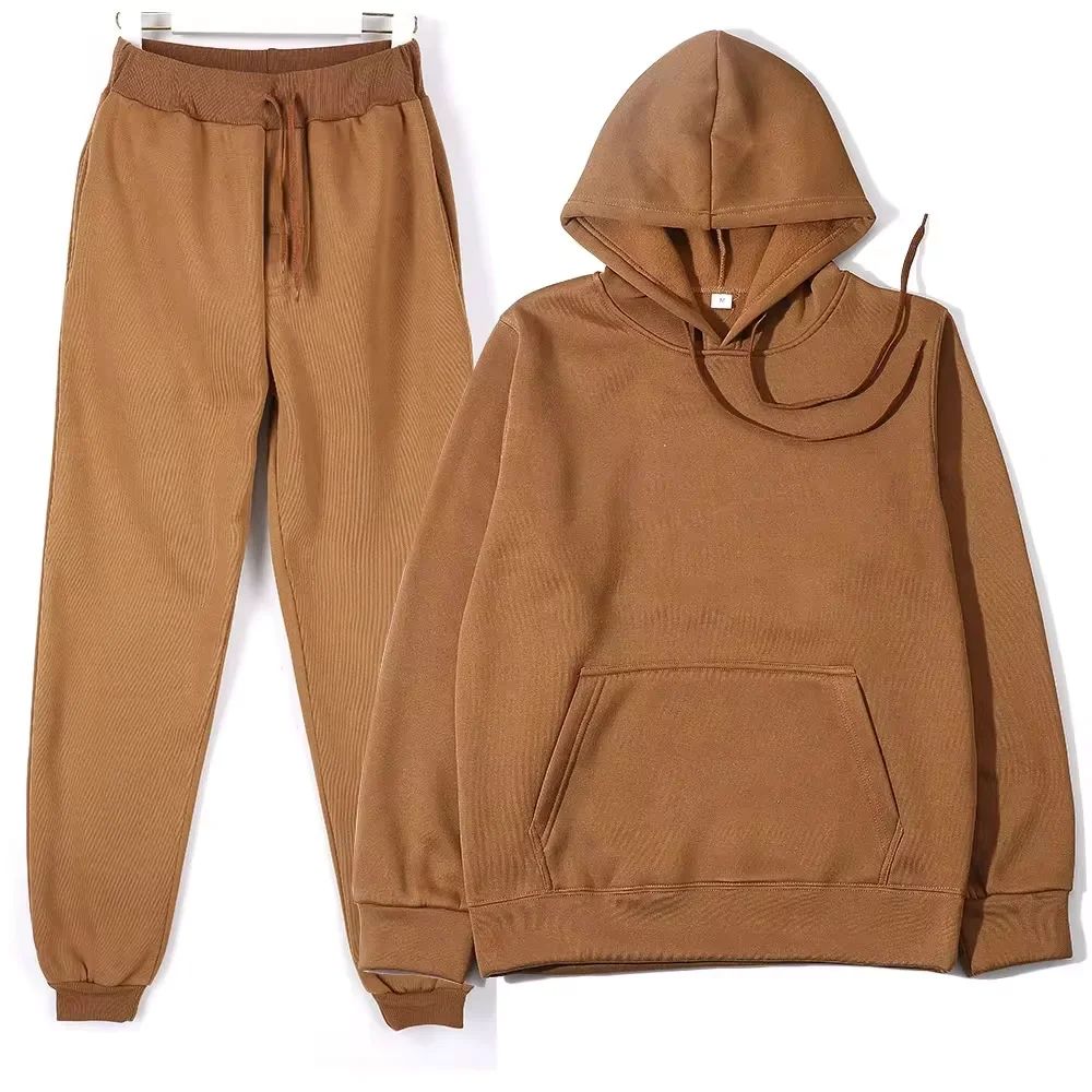 2025 Men's Autumn and Winter New Solid Color Hoodie+pants Two-piece Set Fashionable Casual Sports Set Size S-3XL Men's Tracksuit
