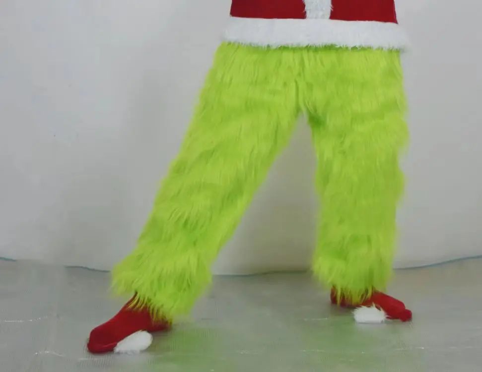 2024 New Christmas Costume Cosplay Clothes Dress Up Santa Claus Weird Green Haired Monster Grinch Party Performance Costume