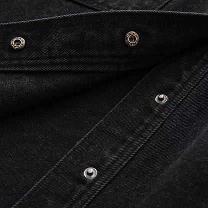Retro Washed Loose Long Sleeve Women's Denim Shirt Vintage Workwear Style Button up Casual Outerwear from Mainland China