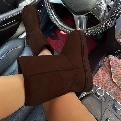 Comfortable Solid Color Medium Top Snow Boots Versatile Non-slip Winter Warm Outdoor Boots