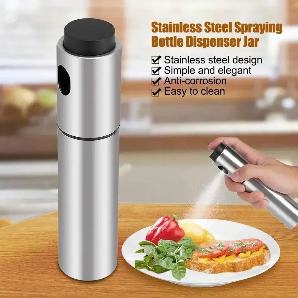 Difusor de spray de azeite para churrasco em aço inoxidável 304 de 100ml para cozinha, garrafa dispensadora, recipiente de esguicho, panela de injeção de vinagre/combustível