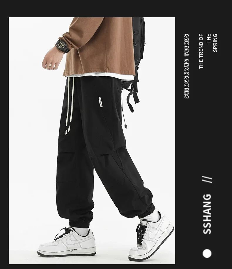 2024 M-5XL Calça Masculina de Algodão e Cânhamo Primavera e Outono Nova Calça Larga com Cordão Calça Saruel Harem Calça Casual Japonesa