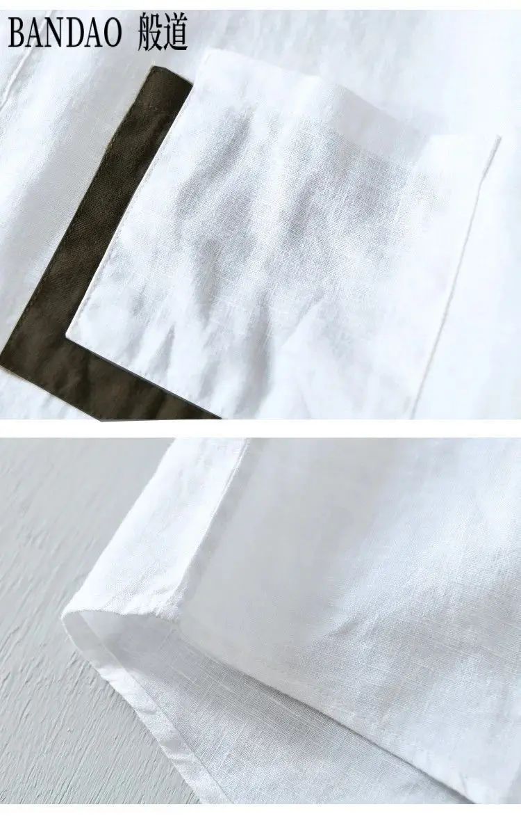 Chinese Style Spring and Summer Loose High-end Men's Linen Short-sleeved Cotton Linen Casual Breathable Shirt Collar T-shirt