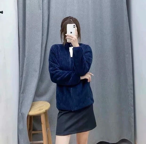 Autumn Winter Women's Long Velvet Fleece Zipper Sleeve Coat Warm Coral Fleece Jacket Full Length Outerwear Comfortable Coat