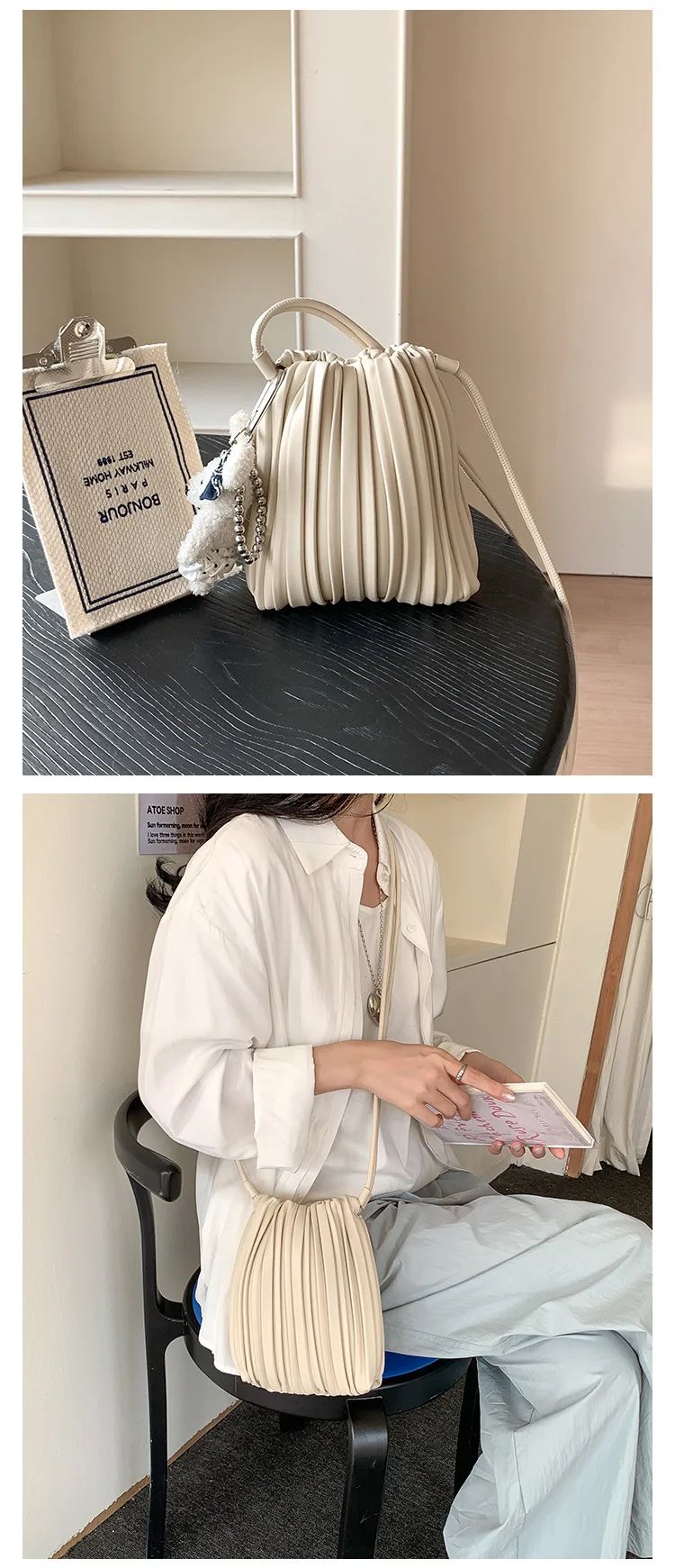 Summer Fashion New Crossbody Bag Women's PU Single Shoulder Mini Bag Luxury Versatile Pleated Casual Small Square Bag Handbags