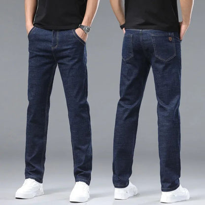 Calça Jeans Masculina de Marca de Luxo Stretch Reta Casual Slim Fit Jeans Masculino Design Clássico de Negócios Calça Tamanho Grande