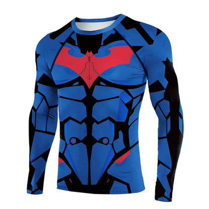Super Mens Compression T-Shirt Long Sleeve 3D Tight Fitness Gym Sports Digital Printed Running Shirts Hero Jerseys Cosplay Top