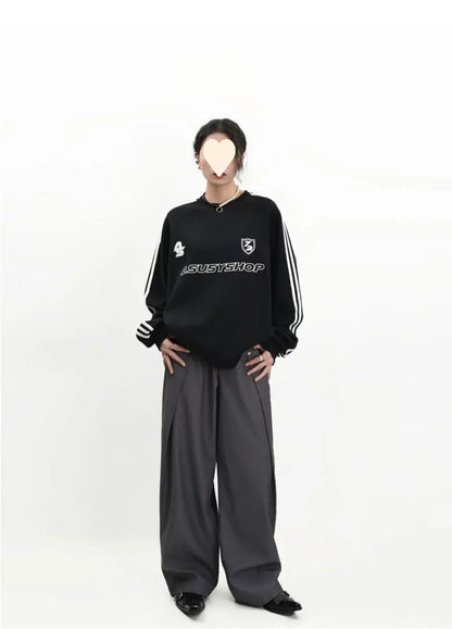 American Style High Waist Draped Suit Pants Women's Spring Autumn Loose Trendy Versatile Wide Leg Casual Floor Length Straight L