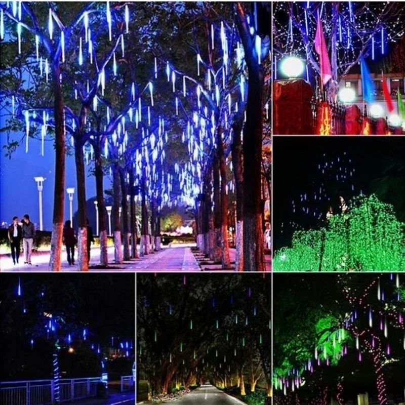 2026 30cm /50cm Waterproof Meteor Shower Rain 8 Tube LED String Lights For Outdoor Holiday Christmas Decoration Tree EU/US Plug