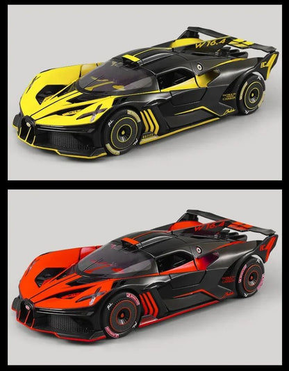 Spray 1/24 Bugatti Bolide Supercar Alloy Model Sound Light Diecast Toy Vehicle Boy Car Toy Gift Collectable Miniature Home Decor