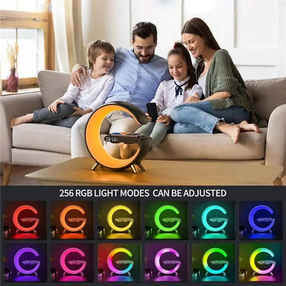 Caixa de Som Bluetooth Multifuncional BIG G Luz Noturna RGB Carregador Sem Fio Rápido Suporte para iPhone Samsung Xiaomi Estação de Carregamento