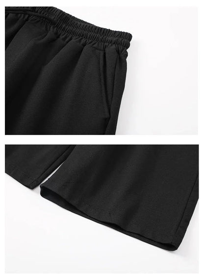 Summer New Y2K Solid Color Cotton Loose Men's Sports Pants Shorts Street Wear Simple Drawstring Straight Casual Shorts Male