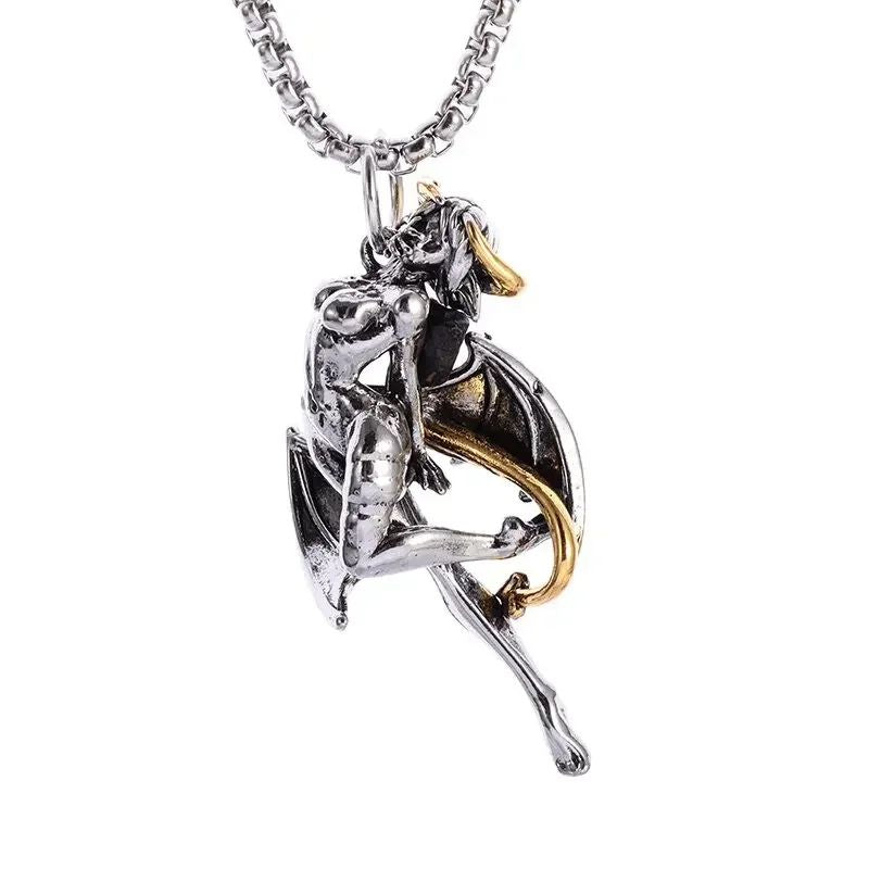Colar Pingente Ceifador da Morte Gótico Misterioso Diabo Masculino Personalidade Punk Retro Halloween Joias da Moda