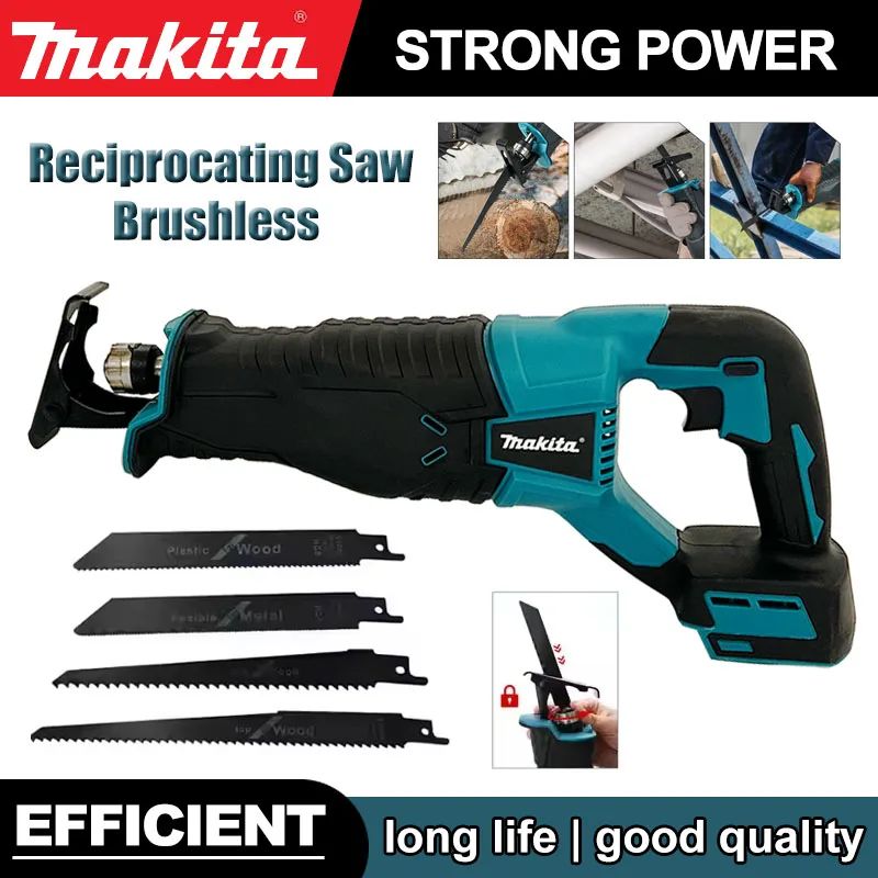Serra Sabre Makita Sem Escova, Serra Sabre Portátil, Ferramentas Elétricas Sem Fio Com 4 Lâminas De Serra Para Bateria 20V 18V