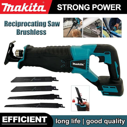 Serra Sabre Makita Sem Escova, Serra Sabre Portátil, Ferramentas Elétricas Sem Fio Com 4 Lâminas De Serra Para Bateria 20V 18V