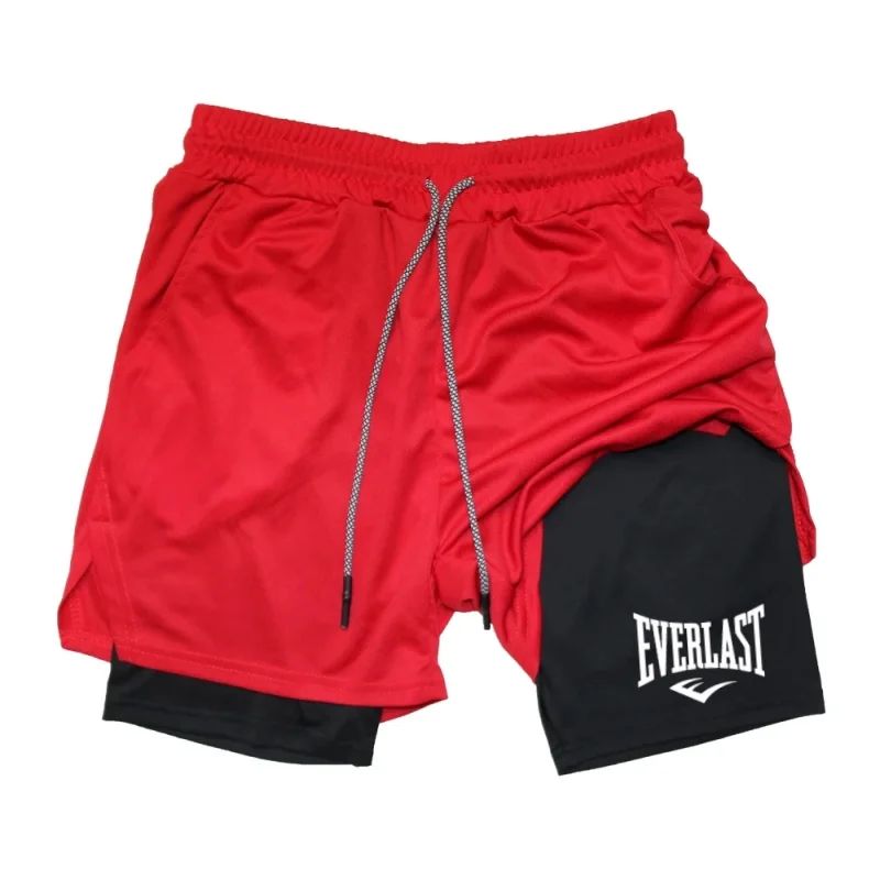 Men's Compression Gym Shorts EVERLAST Printed Sports Pants Double Layer Quick Drying Basketball BeachMuscles Fitness