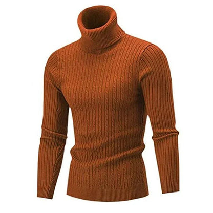 2025 Men's Warm Sweater Long Sleeve Turtleneck Sweater Retro Knitted  Pullover Sweaters