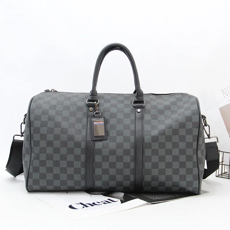 Para homem multifuncional resistente ao desgaste à prova d'água viagem grande capacidade negócios moda xadrez bagagem de mão bolsa de ombro